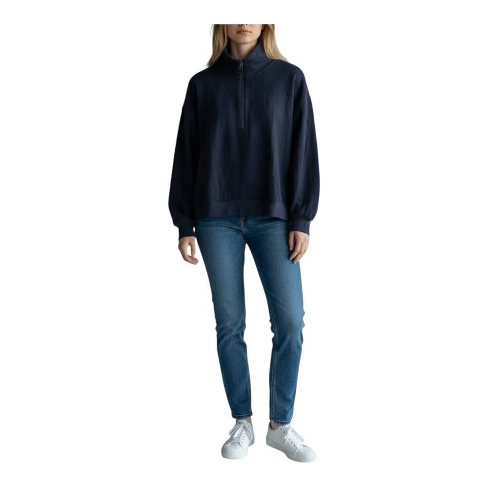 Lou & Grey Signaturesoft Sweatshirt Medium Quarter Zip Navy Blue Loungewear NWT